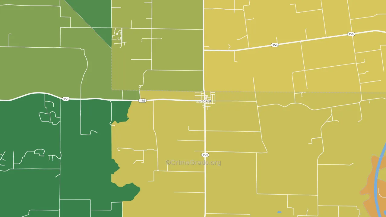 Hecker, IL Map of Burglary Rates