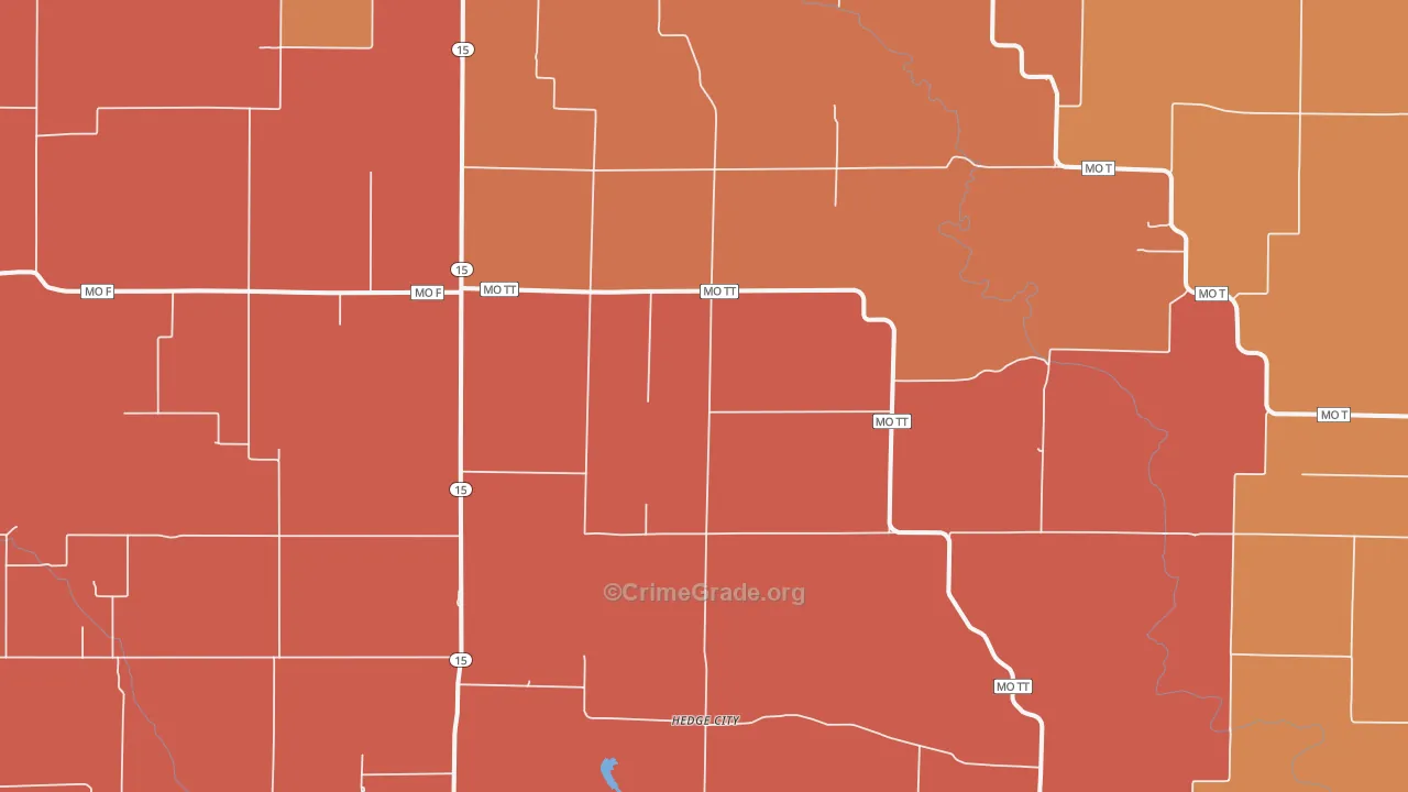 Hedge City, MO Map of Burglary Rates