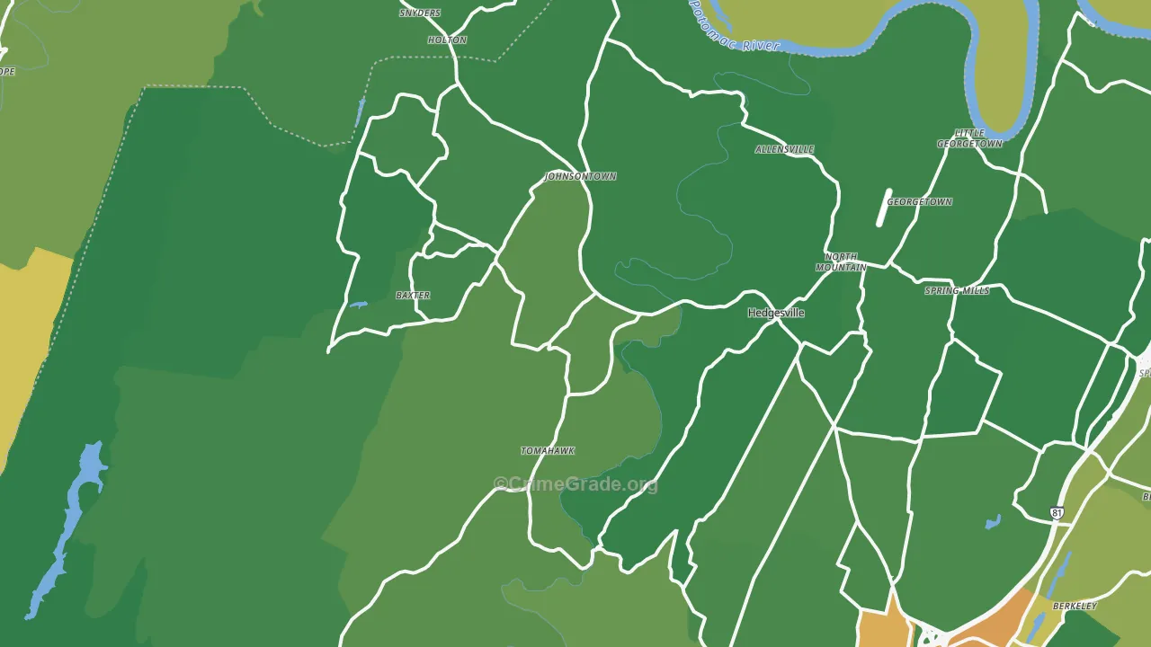 Hedgesville, WV Map of Burglary Rates