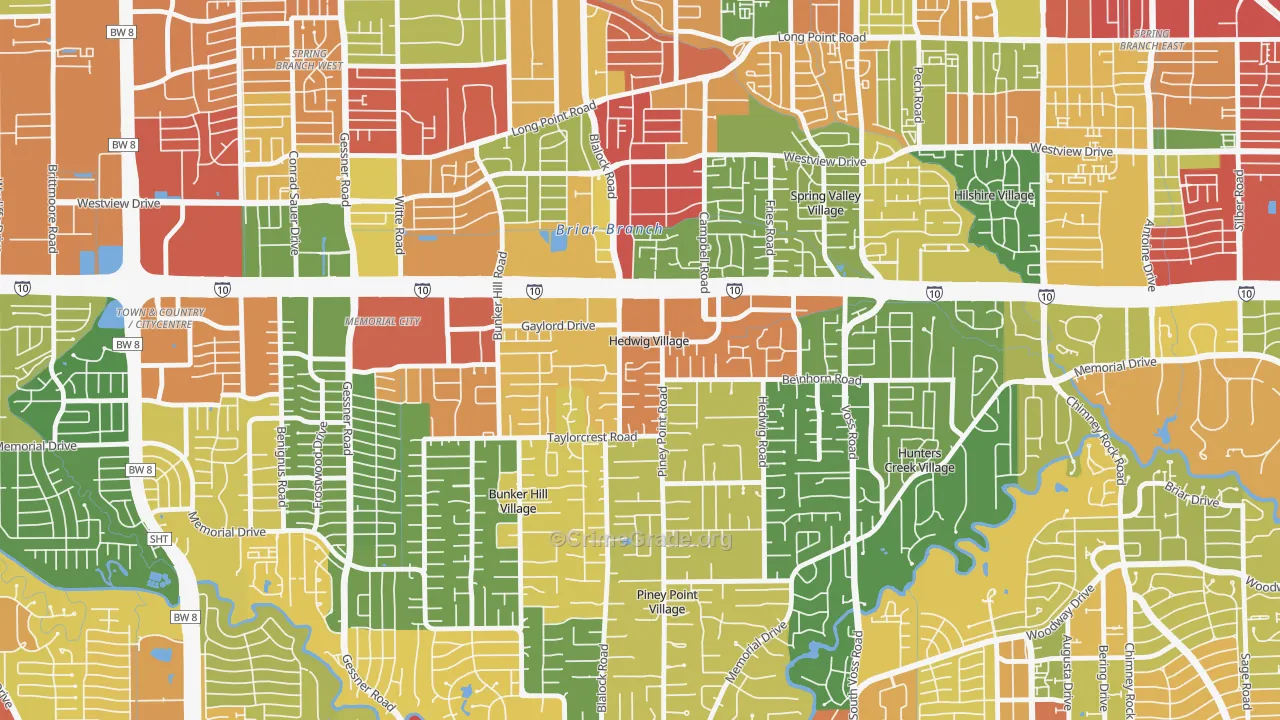 Hedwig Village, TX Map of Burglary Rates