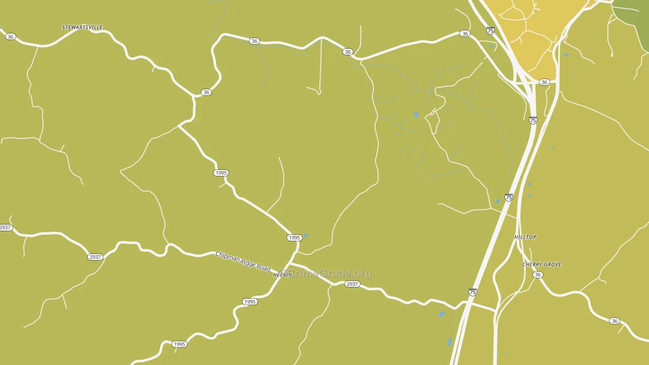 Heekin, KY Map of Burglary Rates