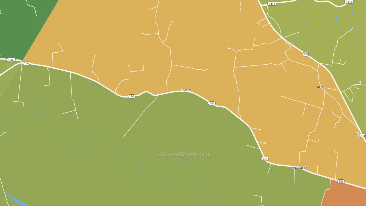 Heflin, KY Map of Burglary Rates