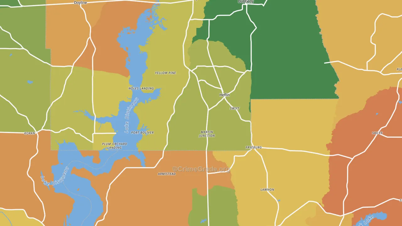 Heflin, LA Map of Burglary Rates