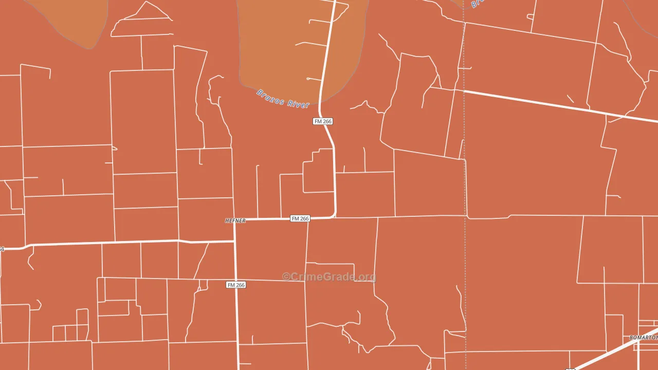 Hefner, TX Map of Burglary Rates