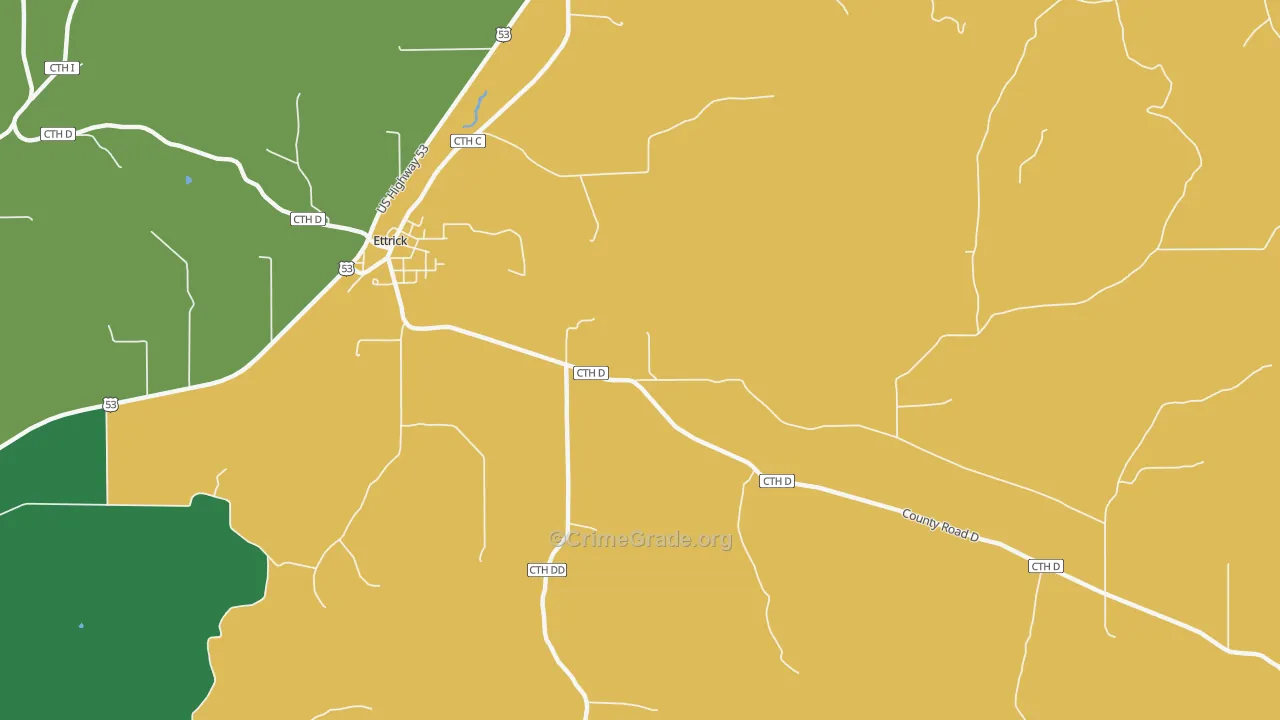 Hegg, WI Map of Burglary Rates
