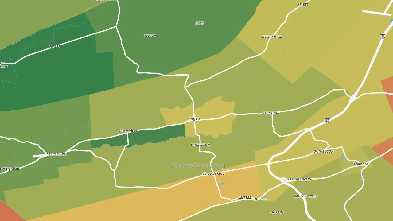 Hegins, PA Map of Burglary Rates