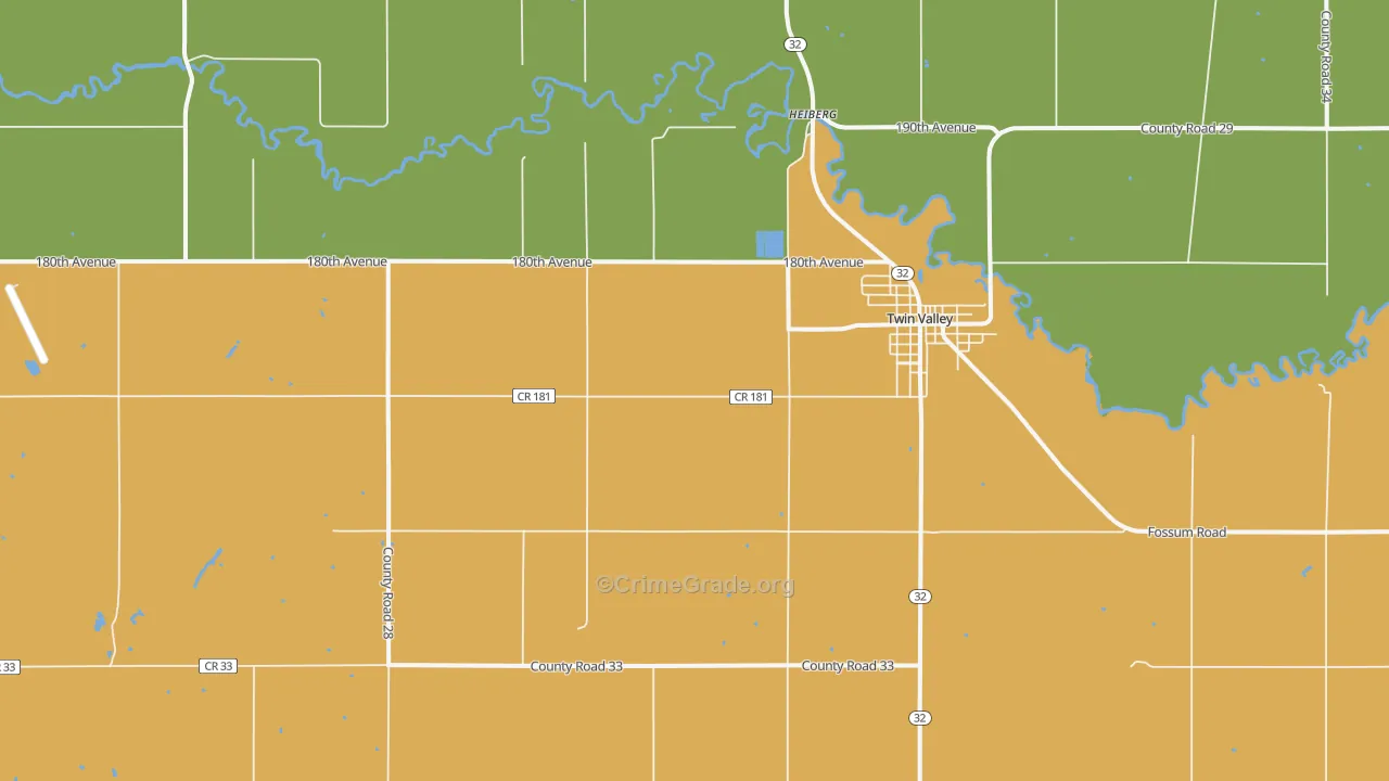 Heiberg, MN Map of Burglary Rates