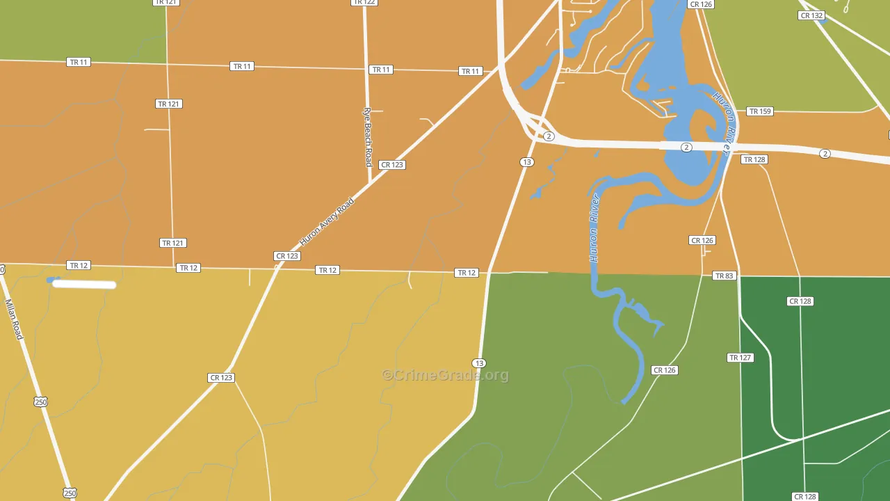 Heidelberg Beach, OH Map of Burglary Rates