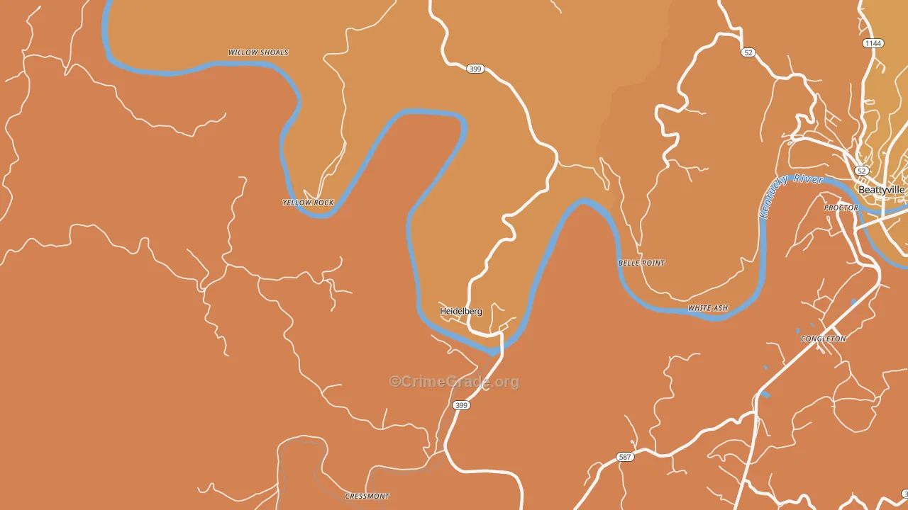 Heidelberg, KY Map of Burglary Rates