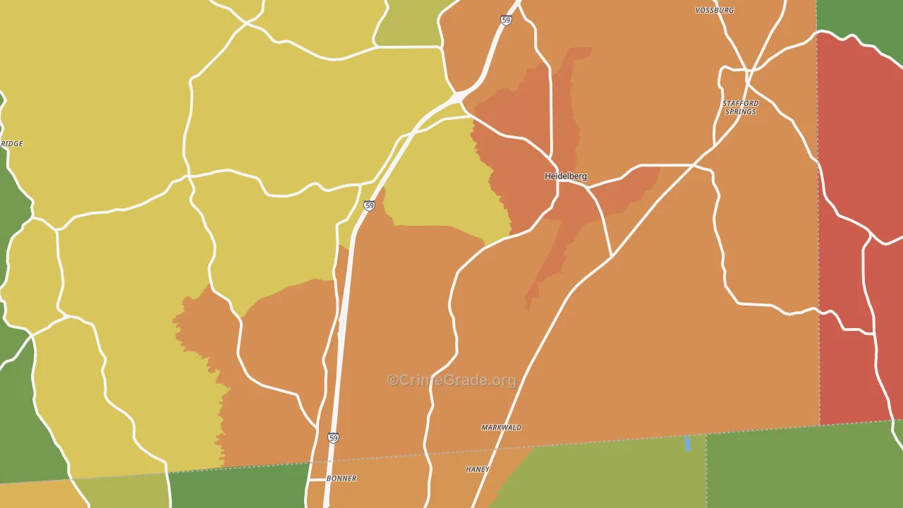 Heidelberg, MS Map of Burglary Rates