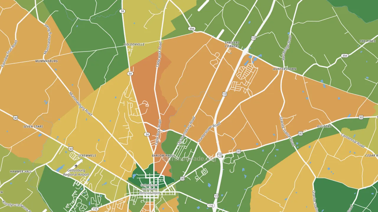 Heidlersburg, PA Map of Burglary Rates