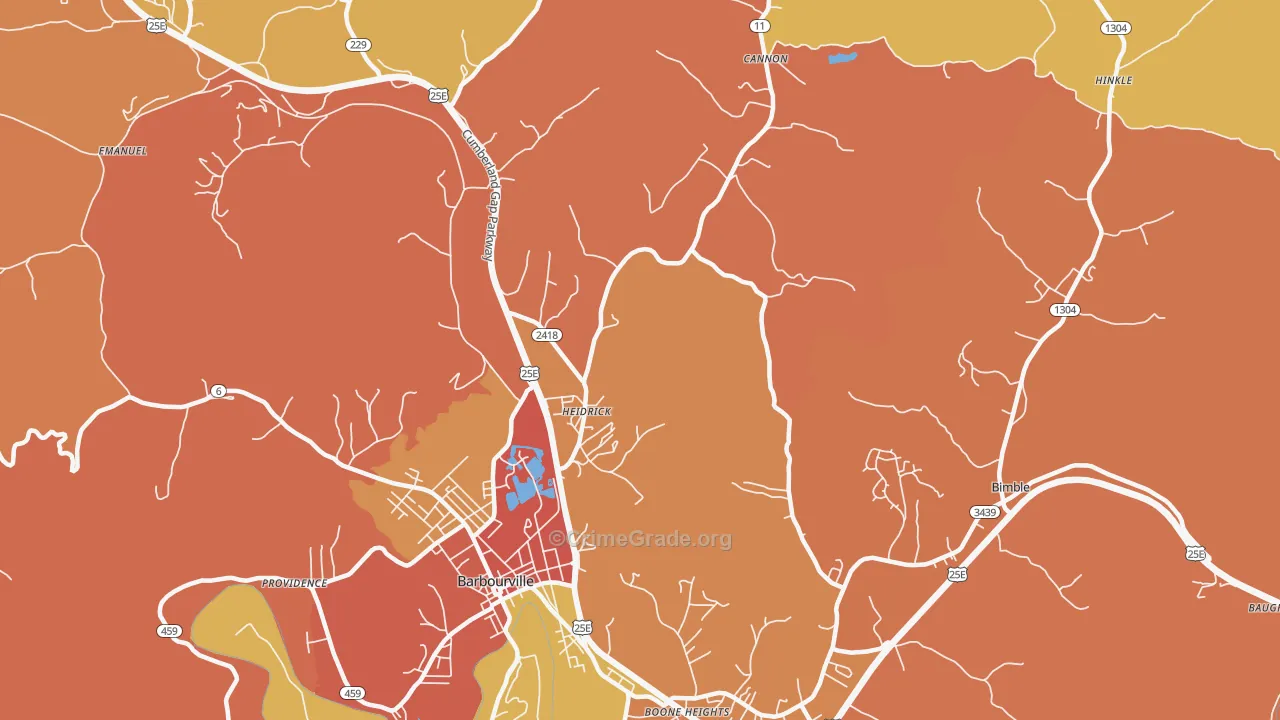 Heidrick, KY Map of Burglary Rates