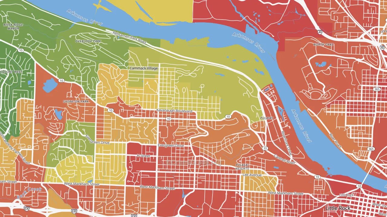 Heights, Little Rock, AR Map of Burglary Rates