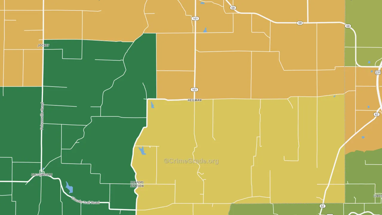 Heilman, IN Map of Burglary Rates