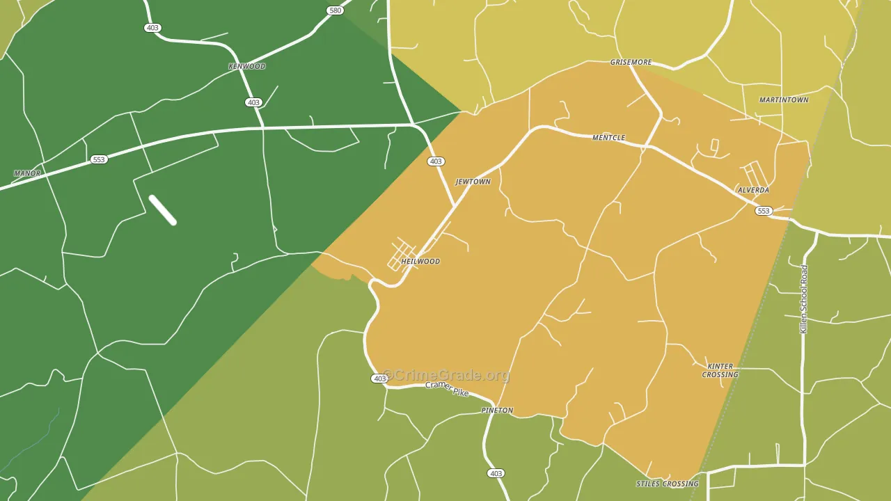 Heilwood, PA Map of Burglary Rates