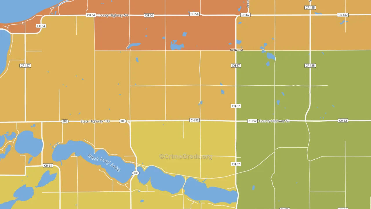 Heinola, MN Map of Burglary Rates