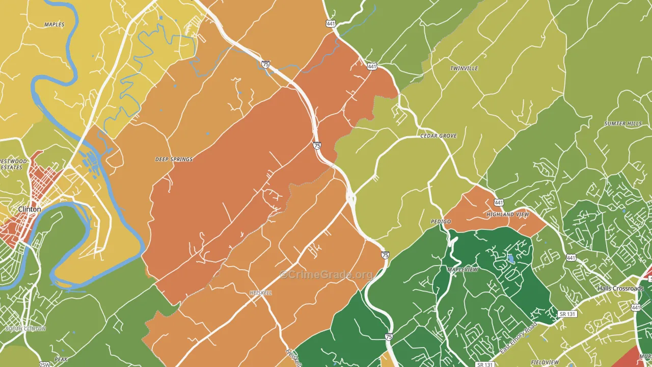 Heiskell, TN Map of Burglary Rates