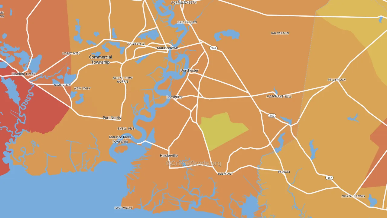 Heislerville, NJ Map of Burglary Rates