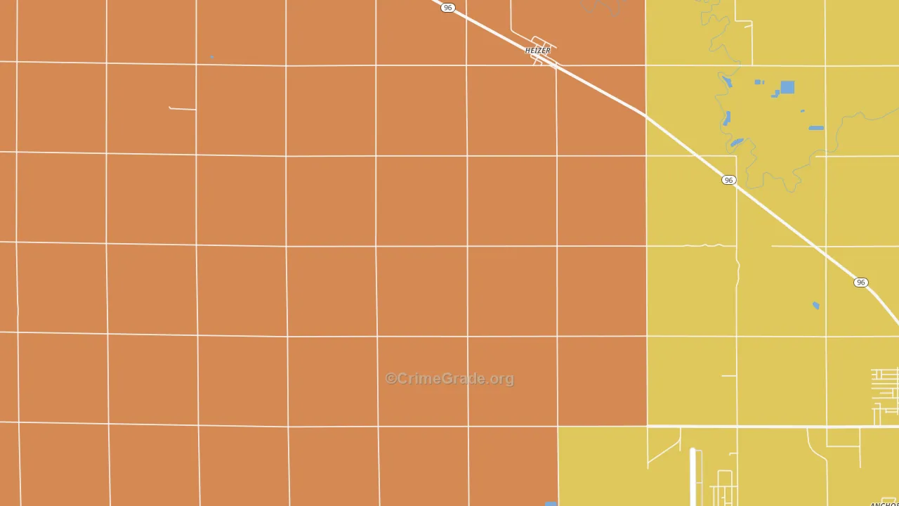 Heizer, KS Map of Burglary Rates