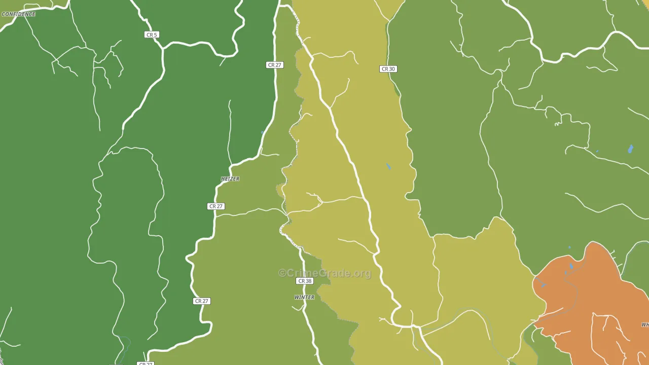 Heizer, WV Map of Burglary Rates