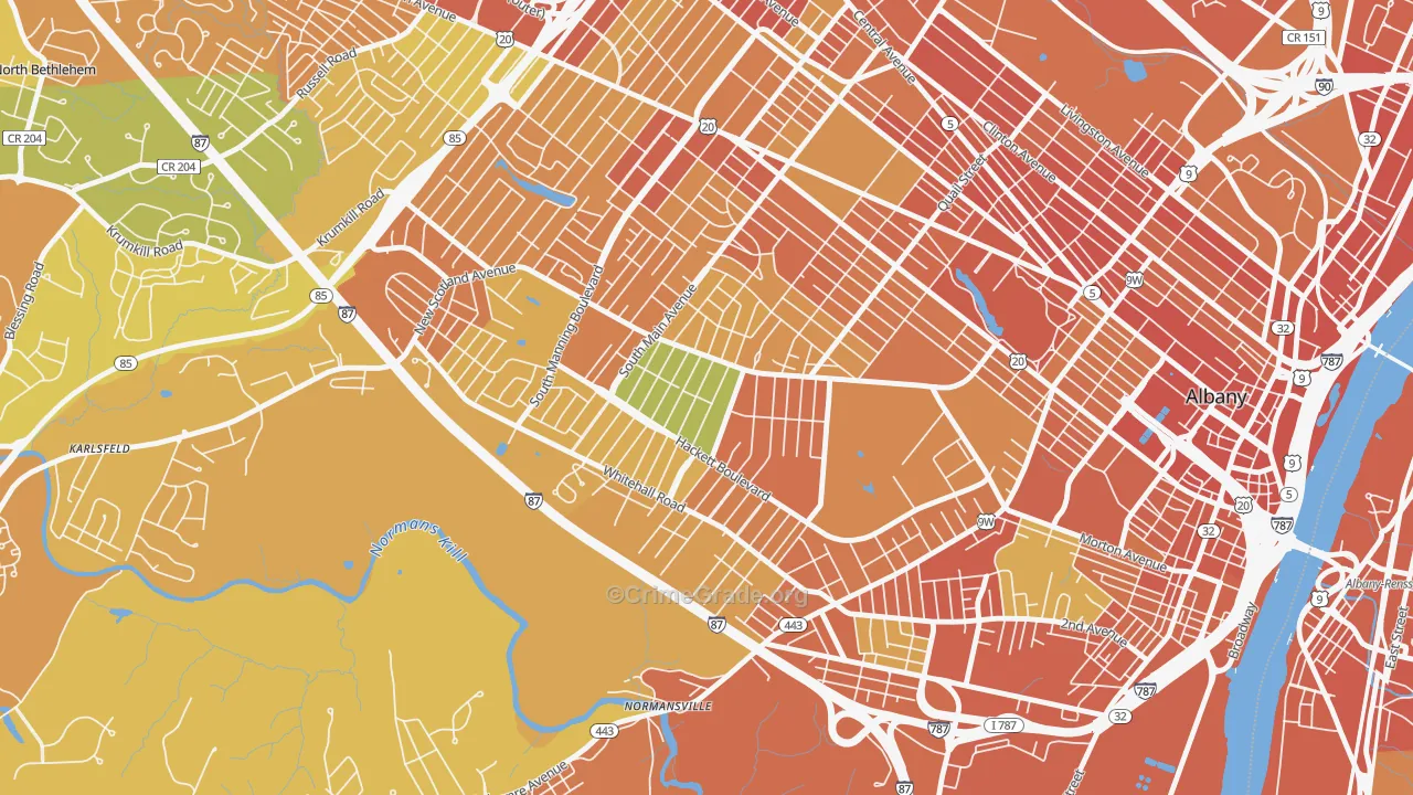 Helderberg, Albany, NY Map of Burglary Rates