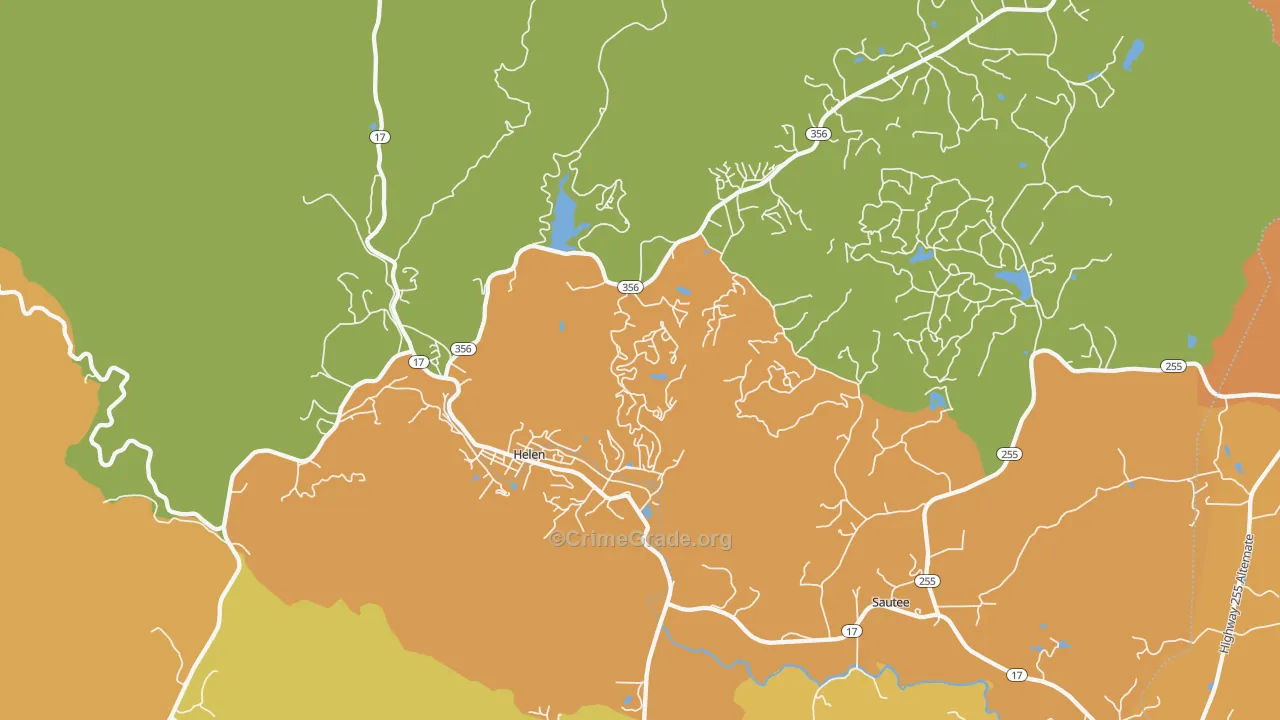 Helen, GA Map of Burglary Rates
