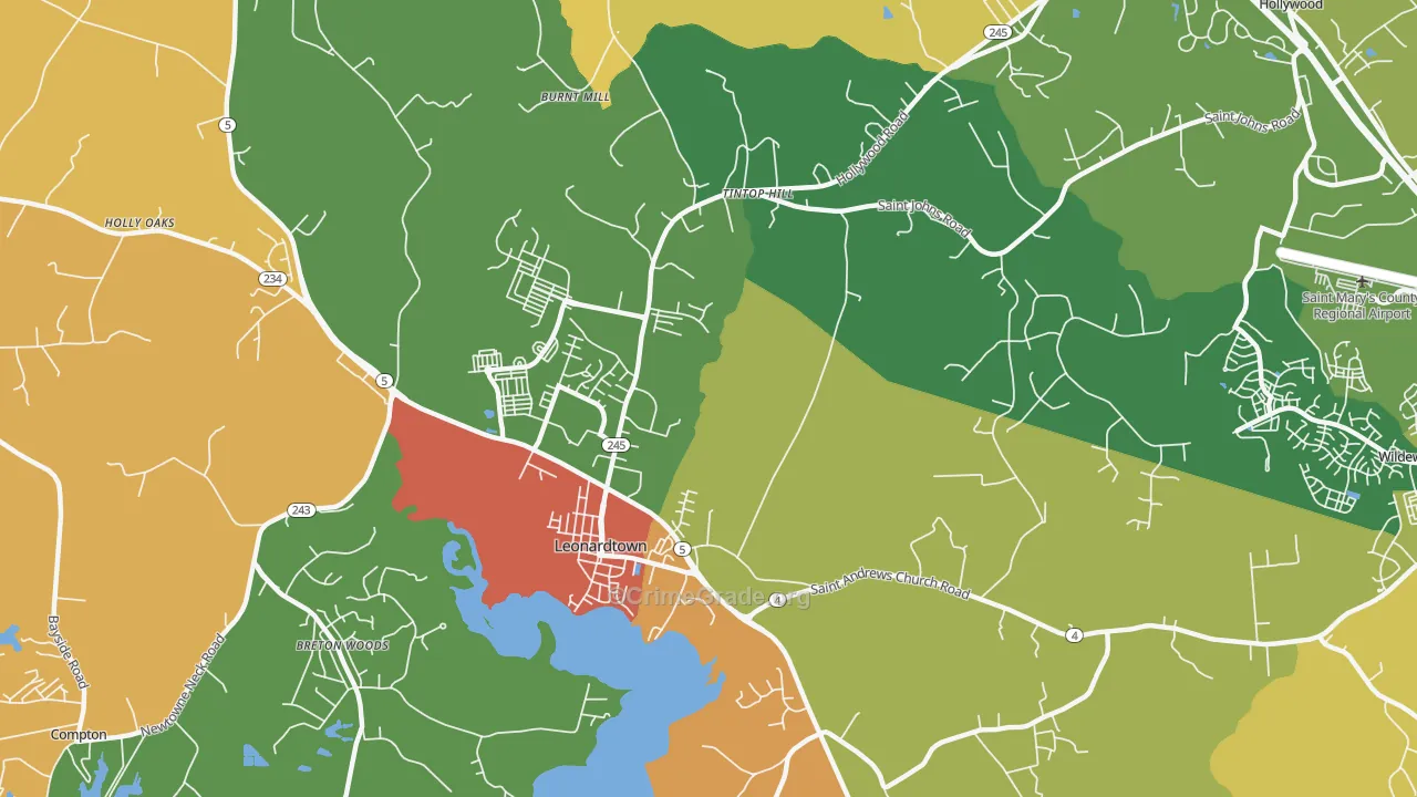 Helen, MD Map of Burglary Rates