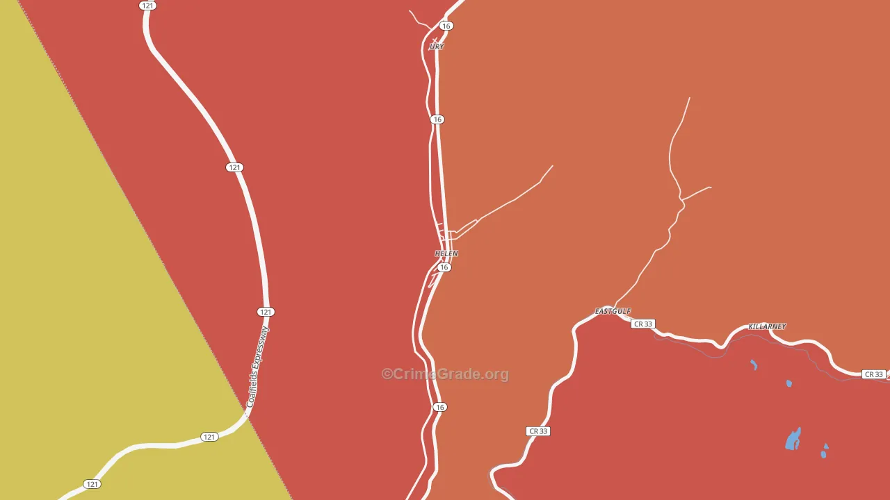 Helen, WV Map of Burglary Rates