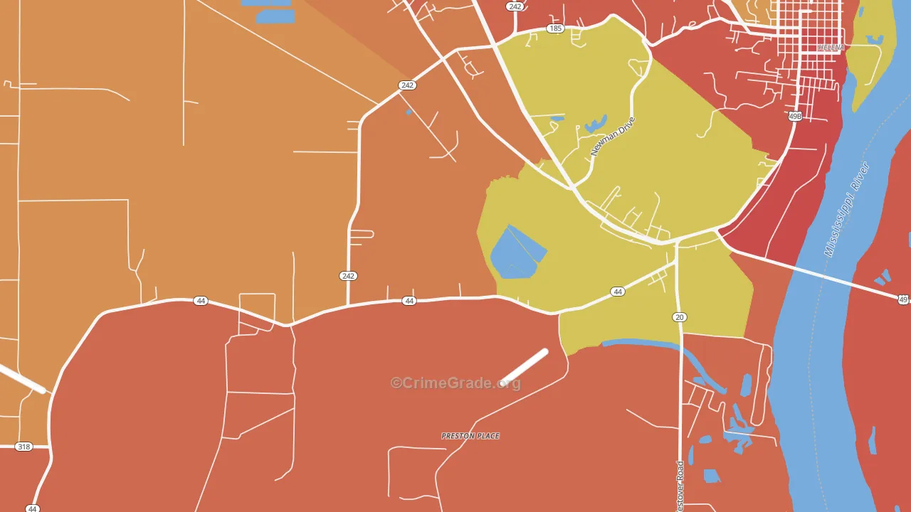Helena Crossing, AR Map of Burglary Rates