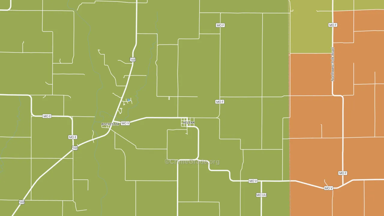 Helena, MO Map of Burglary Rates