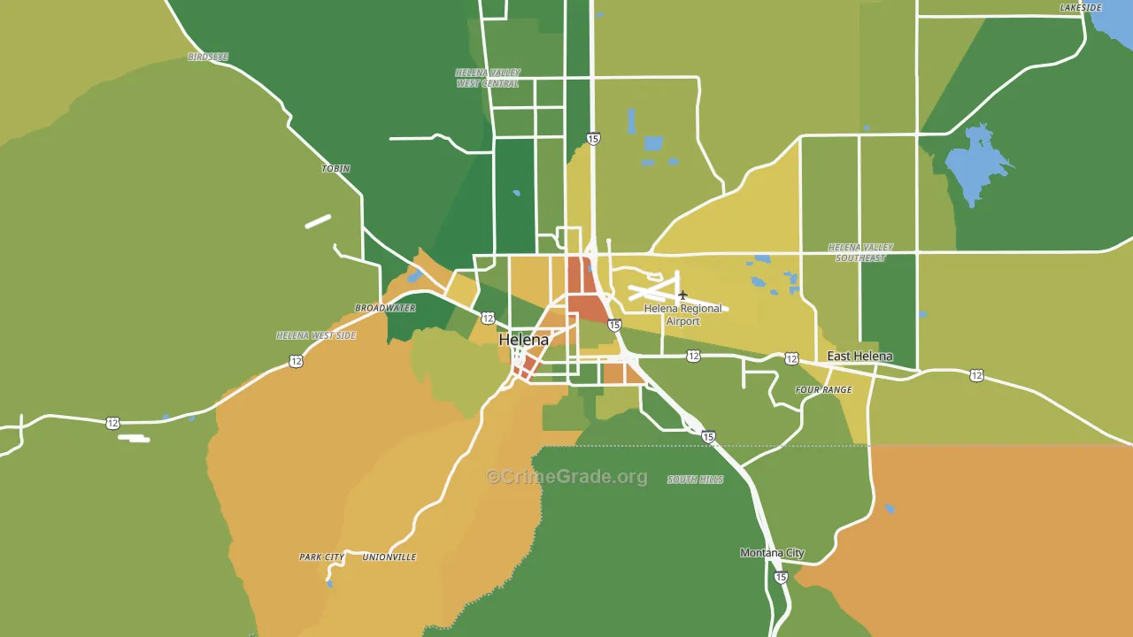 Helena, MT Map of Burglary Rates
