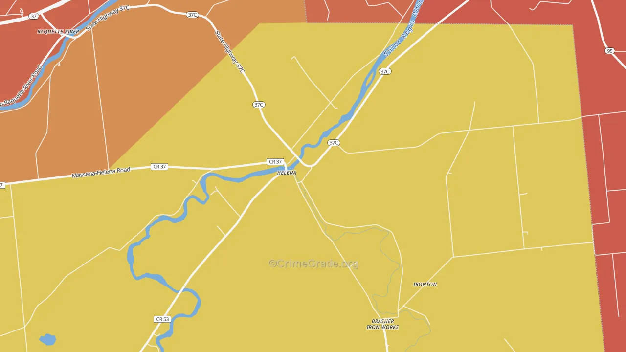 Helena, NY Map of Burglary Rates