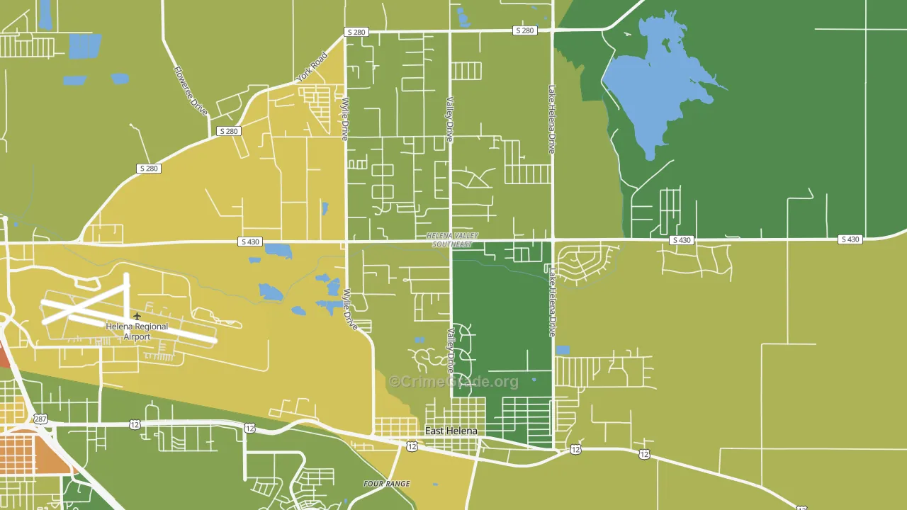 Helena Valley Southeast, MT Map of Burglary Rates