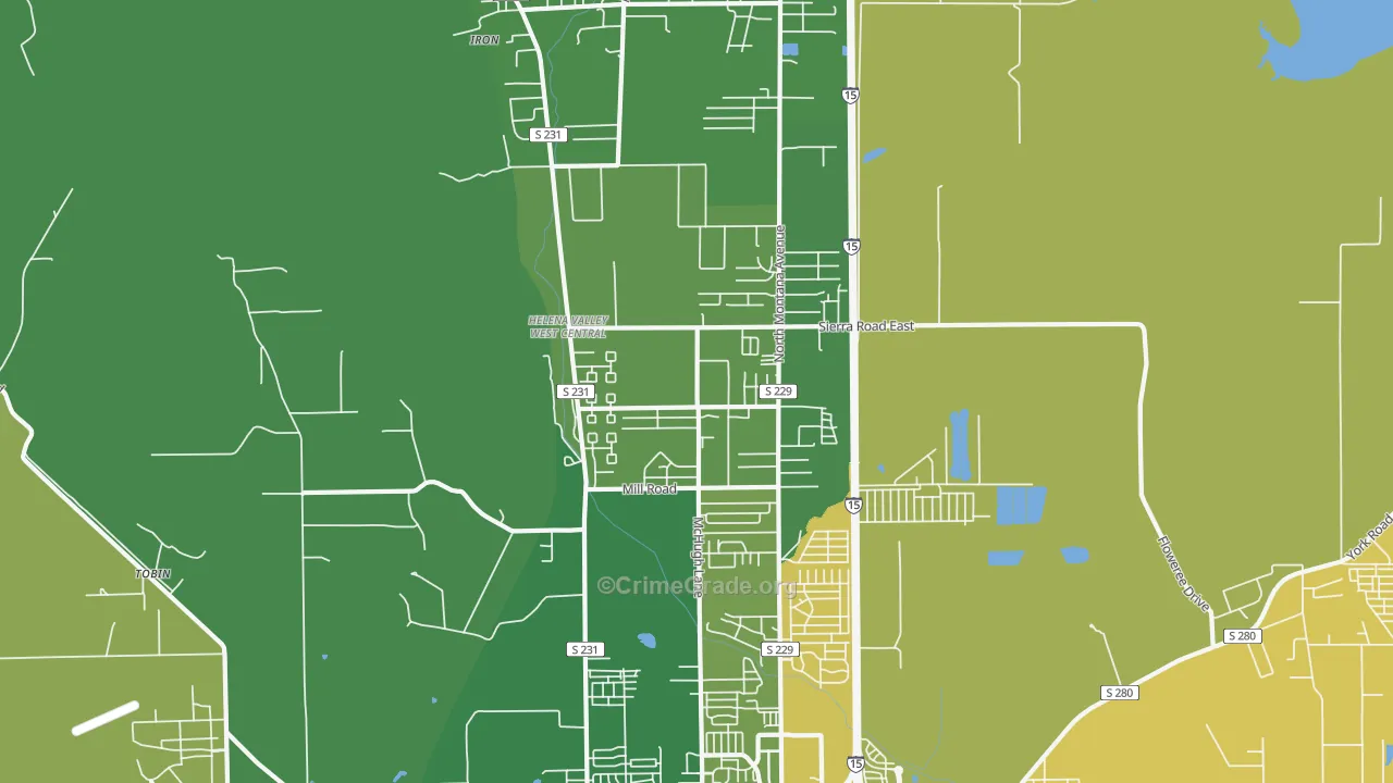 Helena Valley West Central, MT Map of Burglary Rates