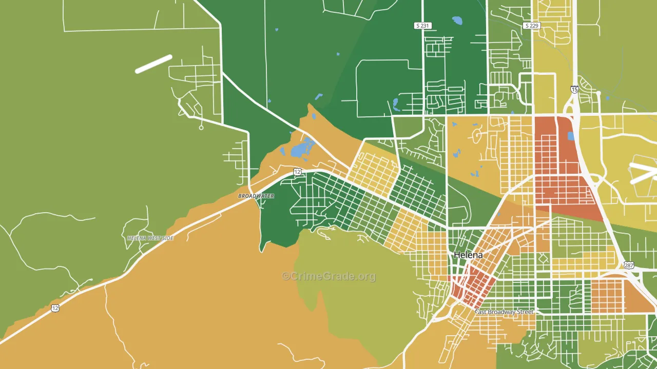 Helena West Side, MT Map of Burglary Rates