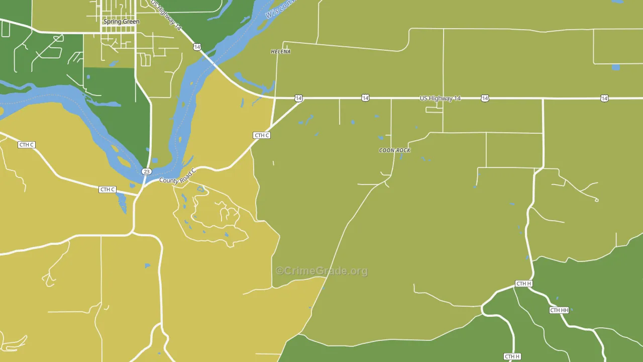 Helena, WI Map of Burglary Rates