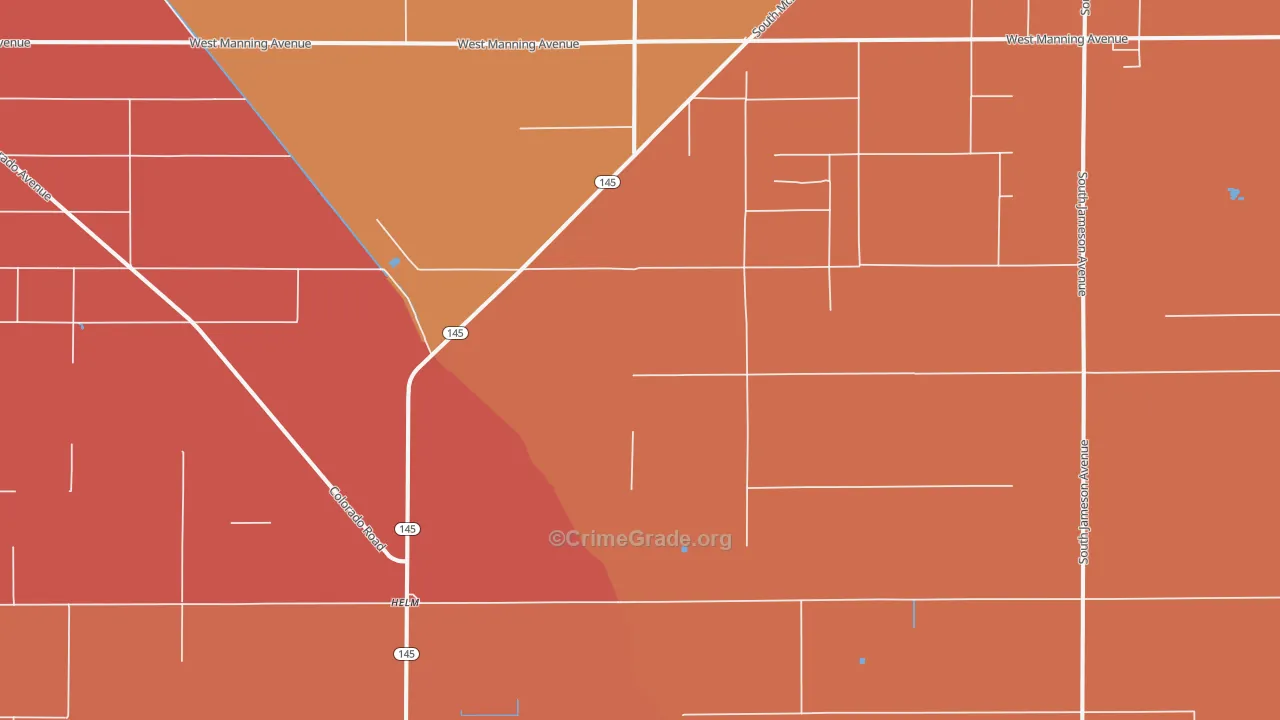 Helm, CA Map of Burglary Rates