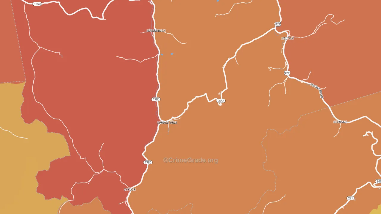 Helton, KY Map of Burglary Rates