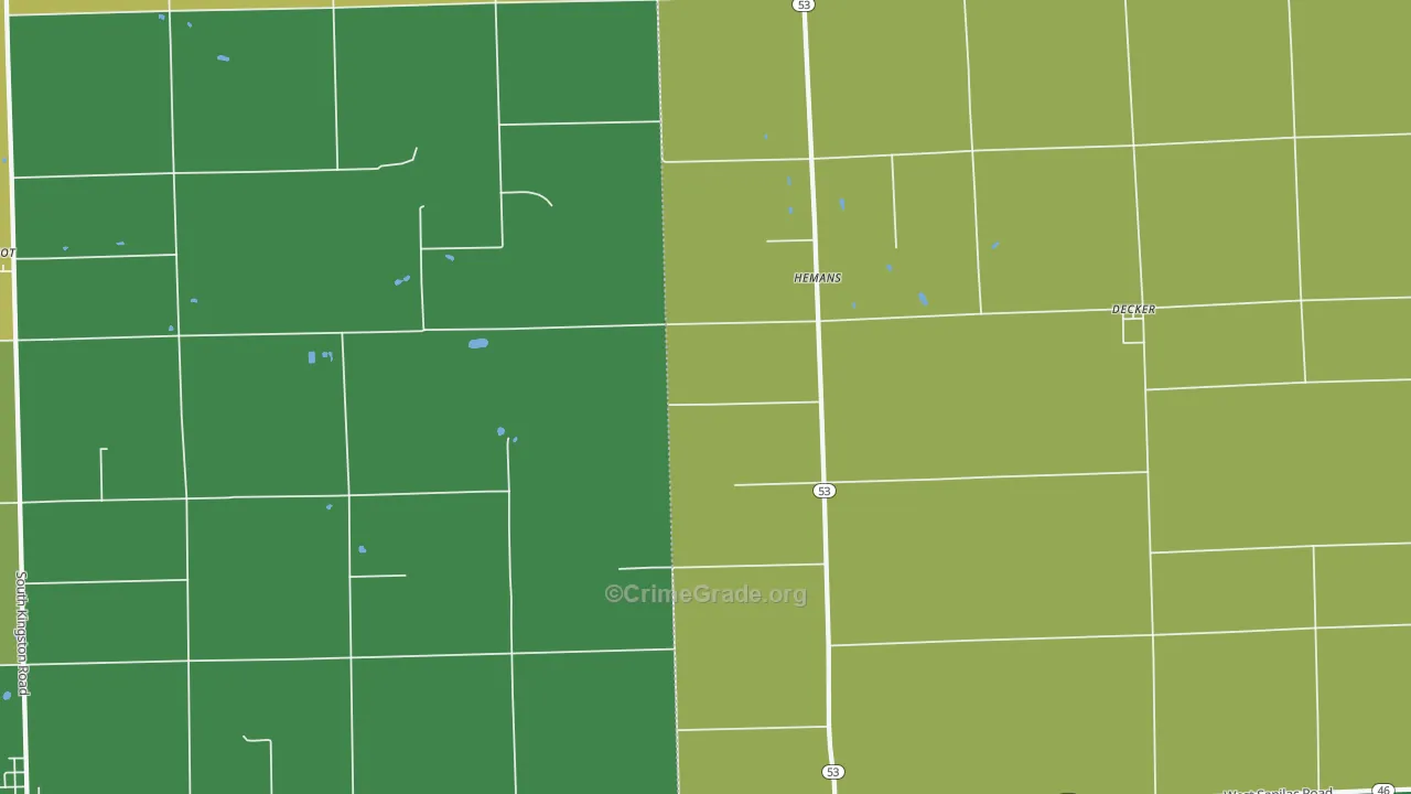 Hemans, MI Map of Burglary Rates