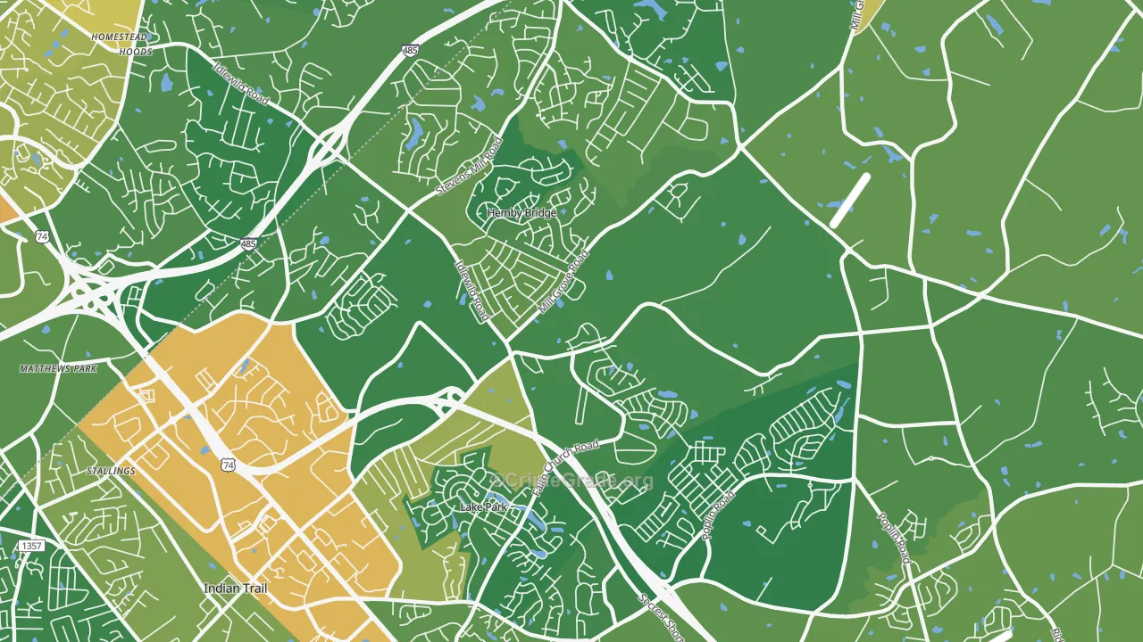 Hemby Bridge, NC Map of Burglary Rates