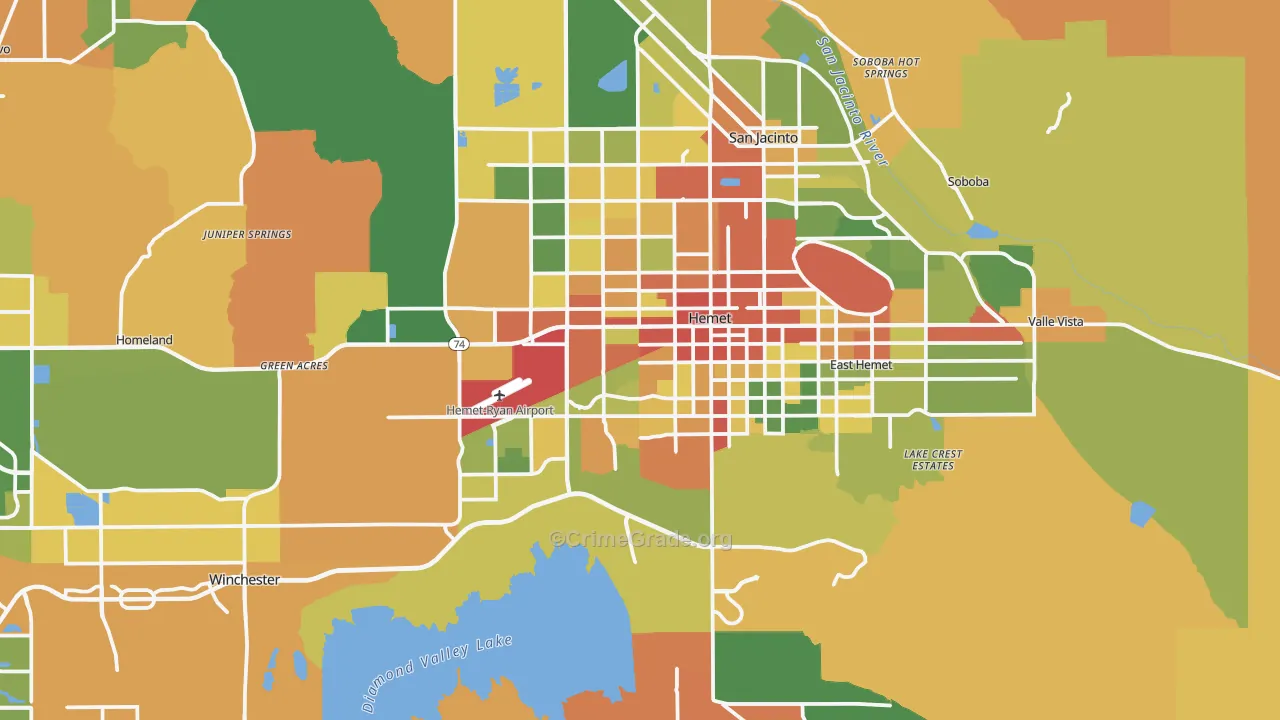 Hemet, CA Map of Burglary Rates