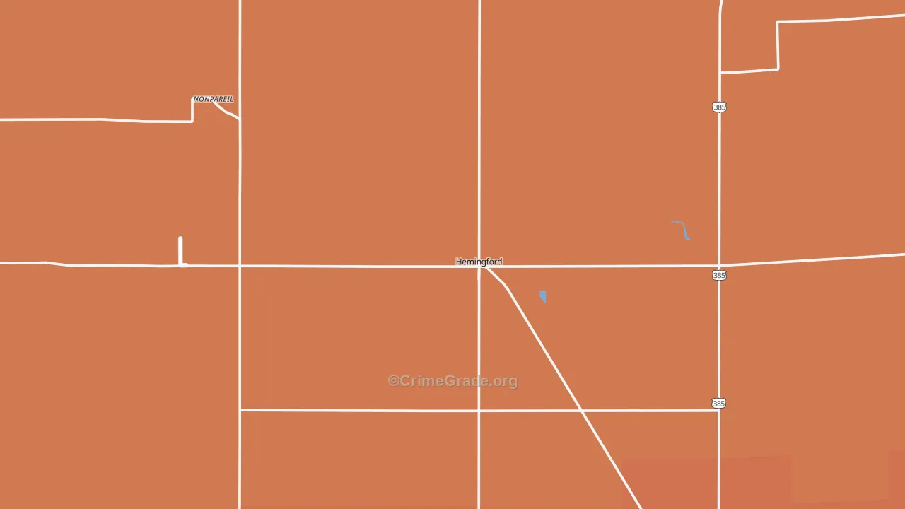Hemingford, NE Map of Burglary Rates