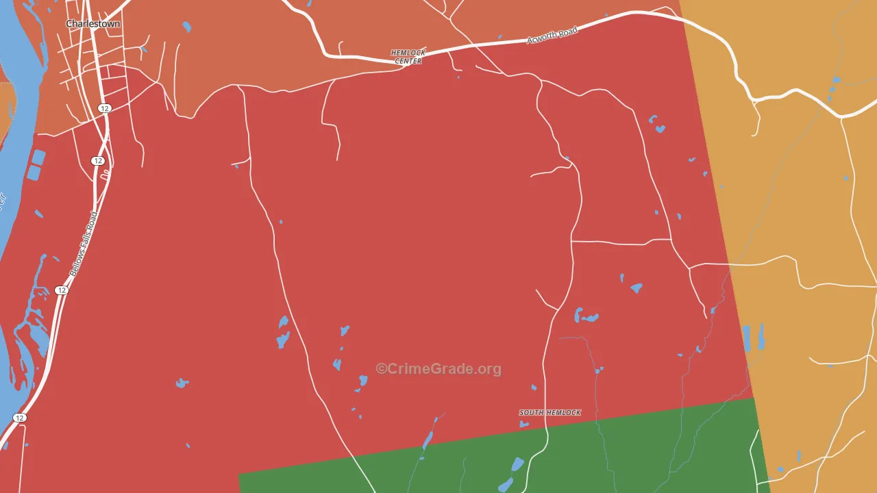 Hemlock Center, NH Map of Burglary Rates