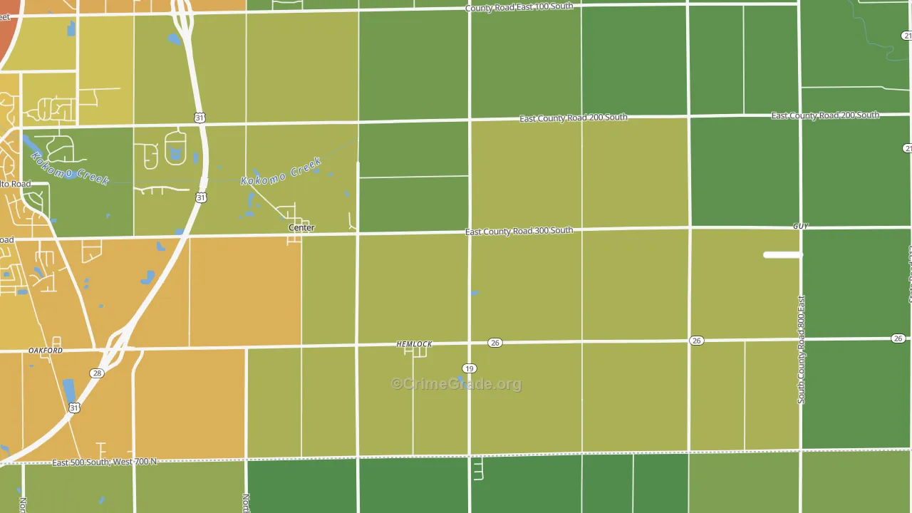 Hemlock, IN Map of Burglary Rates