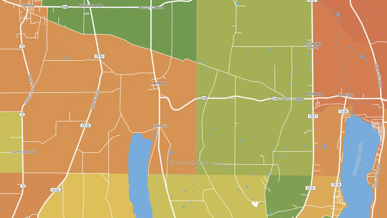 Hemlock, NY Map of Burglary Rates