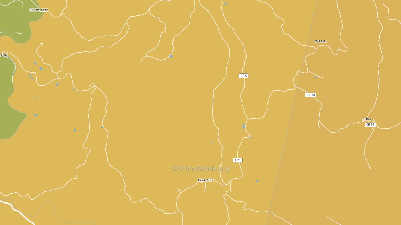 Hemlock, WV Map of Burglary Rates