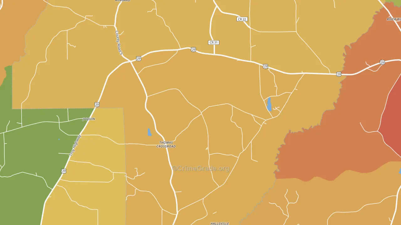 Henderson, AL Map of Burglary Rates