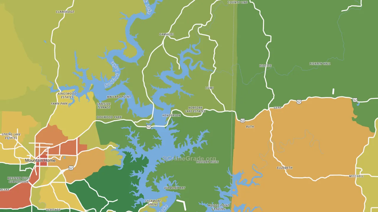 Henderson, AR Map of Burglary Rates