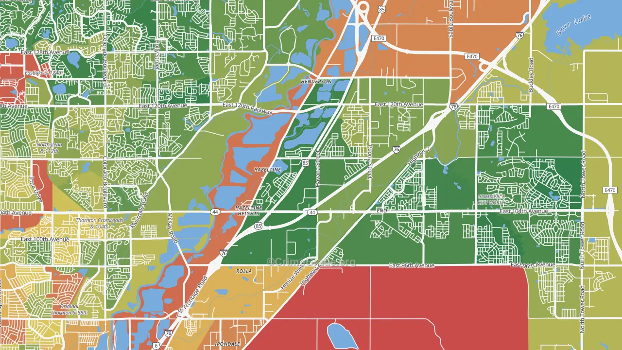 Henderson, CO Map of Burglary Rates
