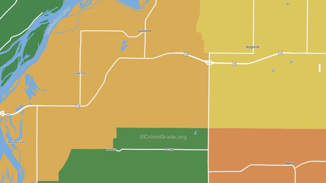 Henderson County, IL Map of Burglary Rates